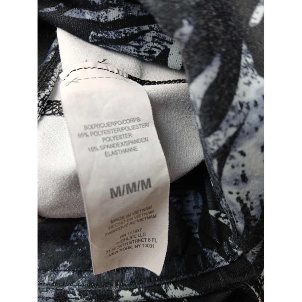 Gaiam Yoga Leggings Medium Black Gray Abstract Leaf Floral Crop Workout Athletic - Picture 15 of 16